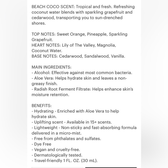 NWT TOUCHLAND BEACH COCO HYDRATING HAND SANITIZER - Picture 2 of 4